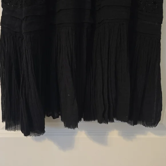 Free People One Adella Slip Dress Black Lace Mini XS Boho Festival Ruffle Hem - Picture 11 of 15